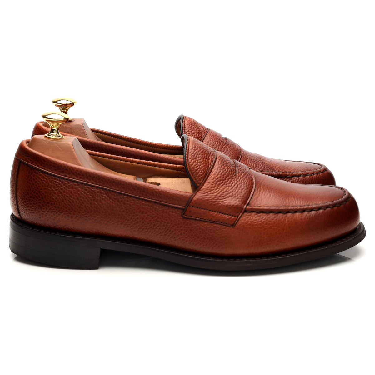 &#39;Howard&#39; Tan Brown Grain Leather Loafers UK 9 F