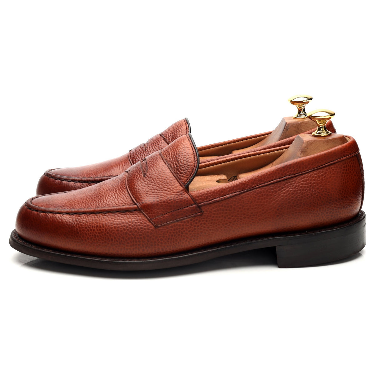 &#39;Howard&#39; Tan Brown Grain Leather Loafers UK 9 F