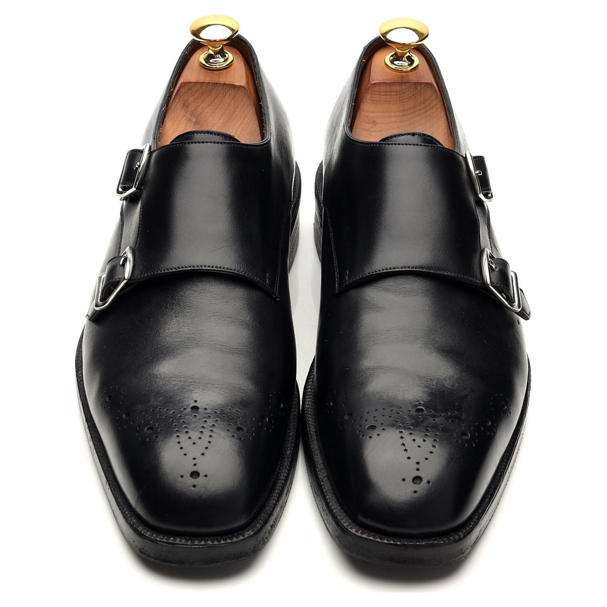 Bespoke Black Leather Double Monk Strap UK 6 / UK 6.5 E