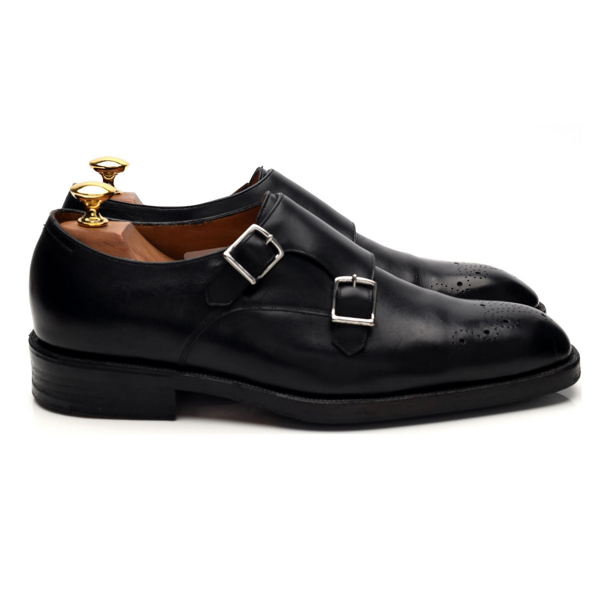 Bespoke Black Leather Double Monk Strap UK 6 / UK 6.5 E