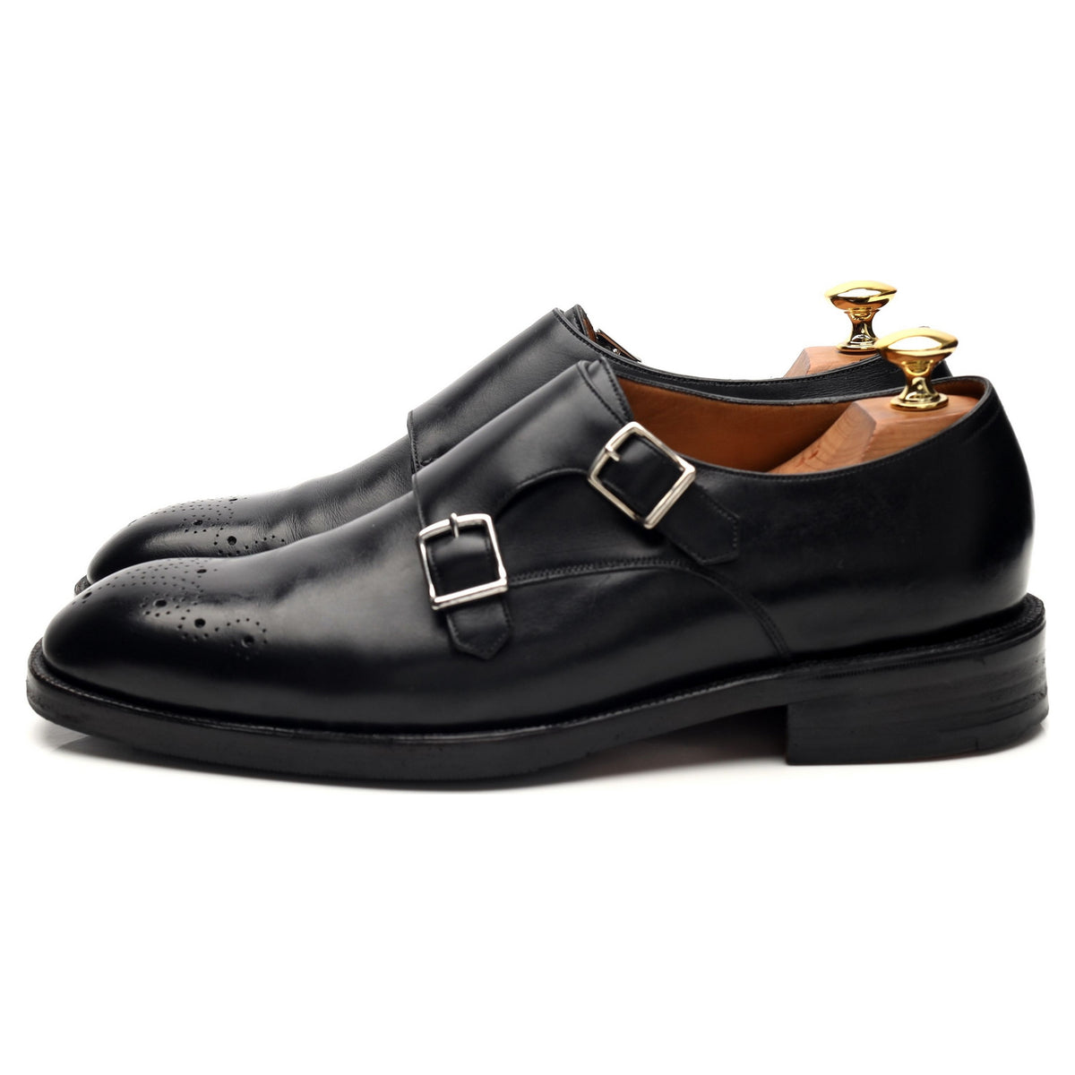 Bespoke Black Leather Double Monk Strap UK 6 / UK 6.5 E