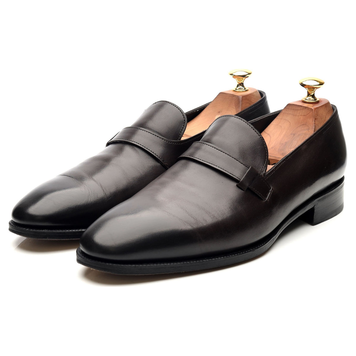 &#39;Upton&#39; Dark Brown Leather Wholecut Loafers UK 9 E