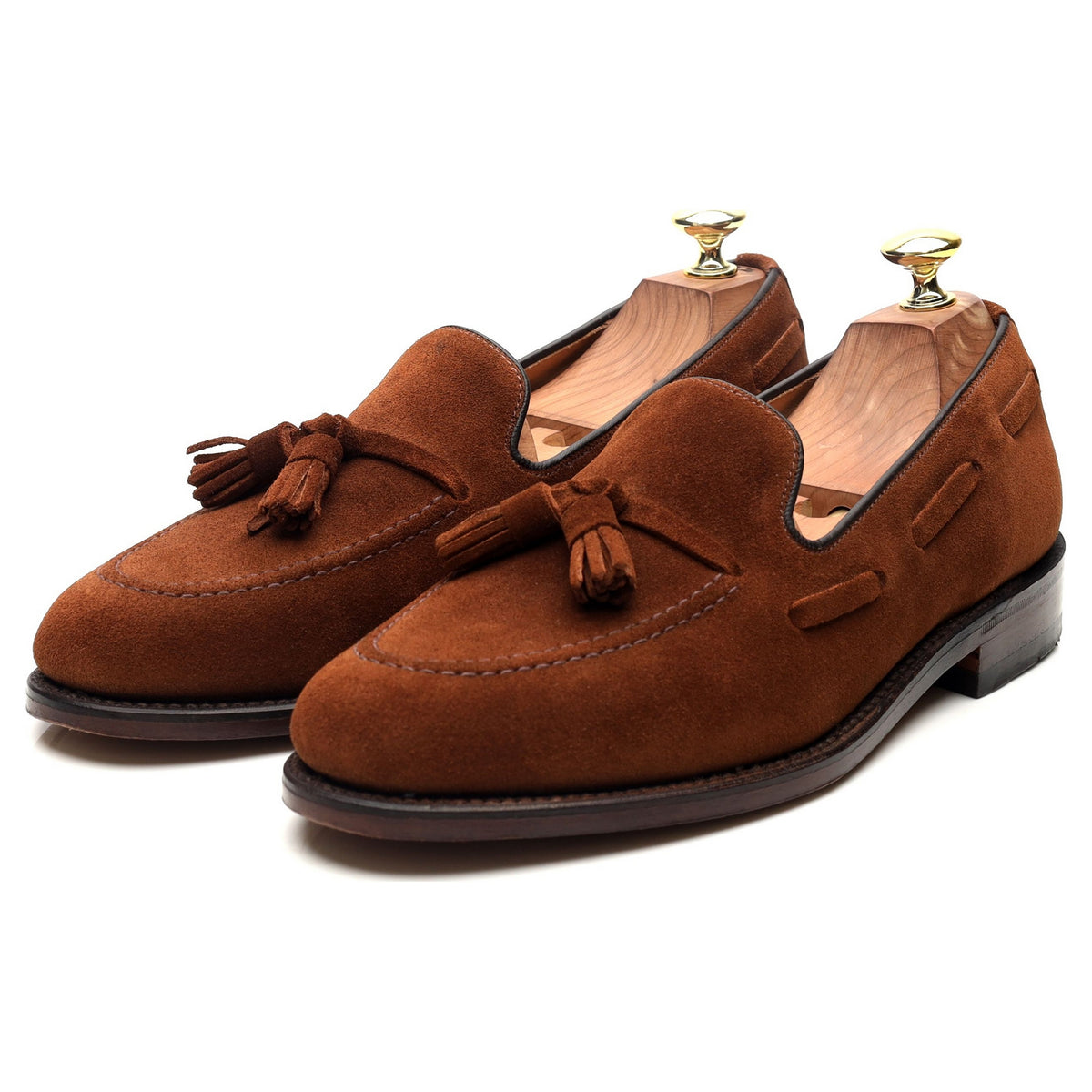 &#39;Lincoln&#39; Brown Suede Tassel Loafers UK 7.5 F