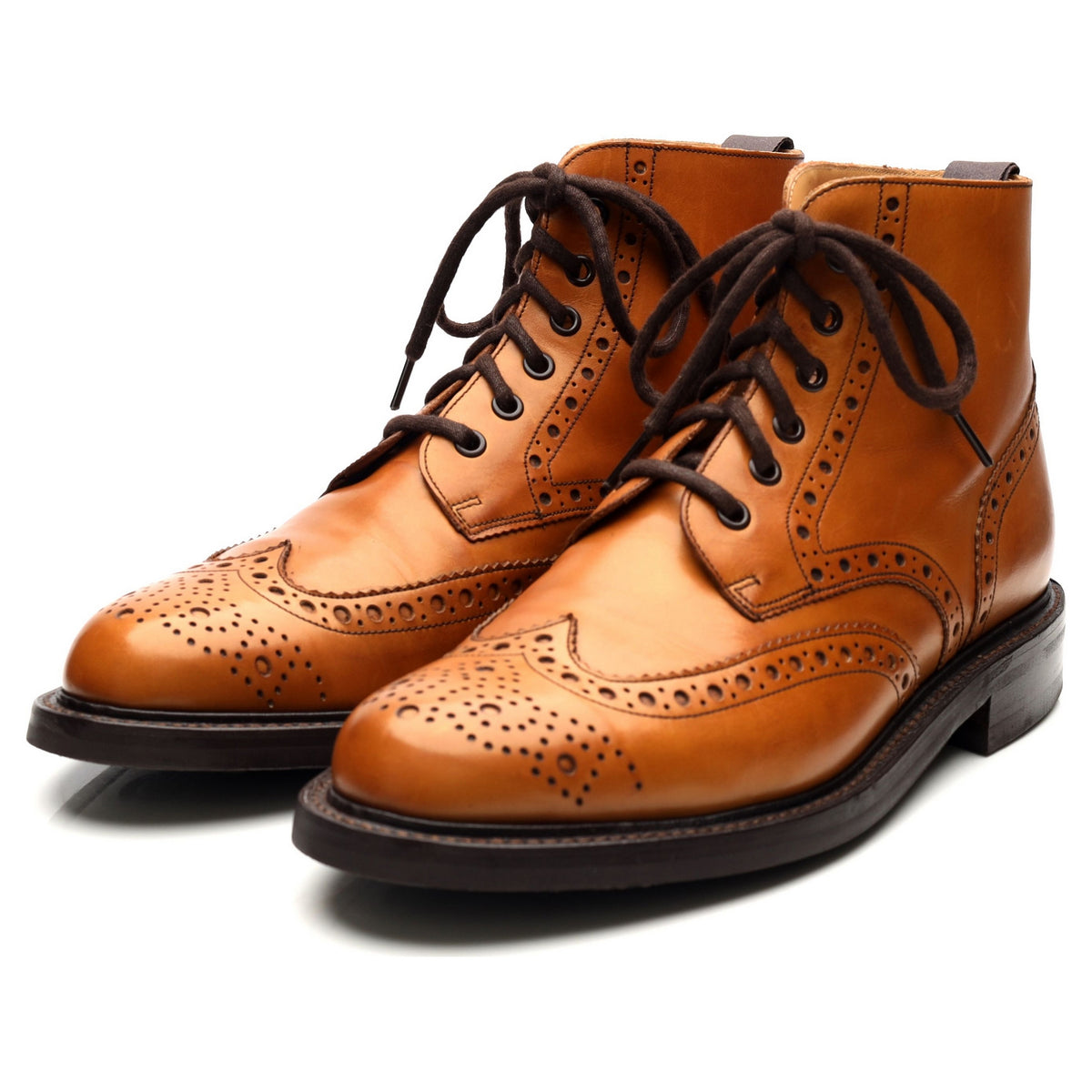 Harrison Tan Brown Leather Brogue Boots UK 9 F Abbot s Shoes