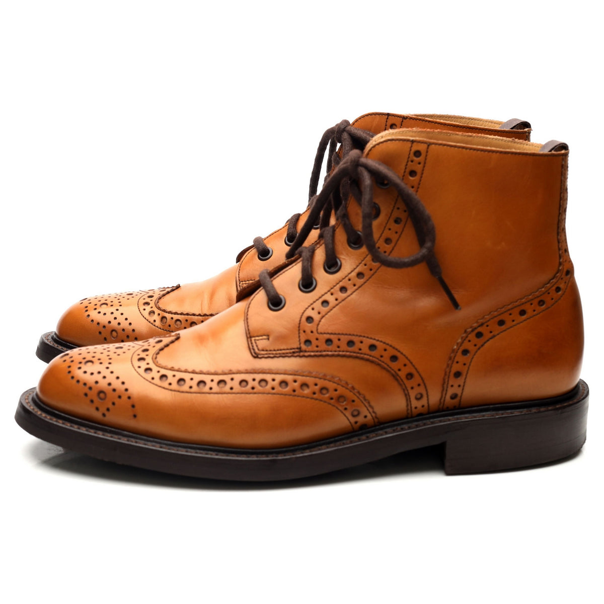 &#39;Harrison&#39; Tan Brown Leather Brogue Boots UK 9 F