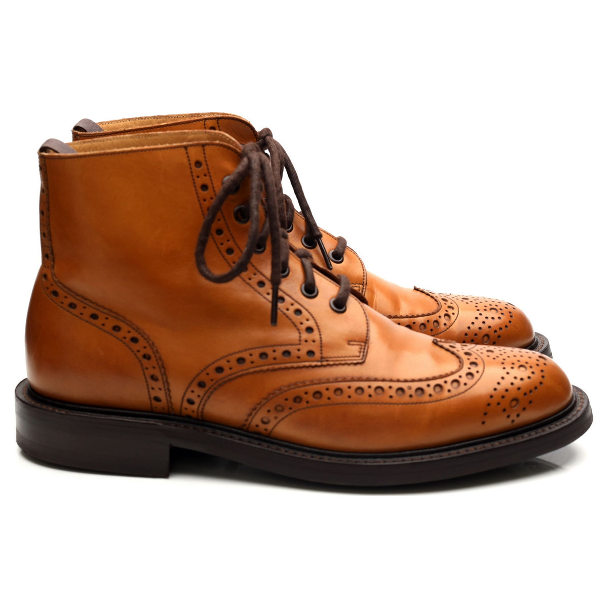 &#39;Harrison&#39; Tan Brown Leather Brogue Boots UK 9 F