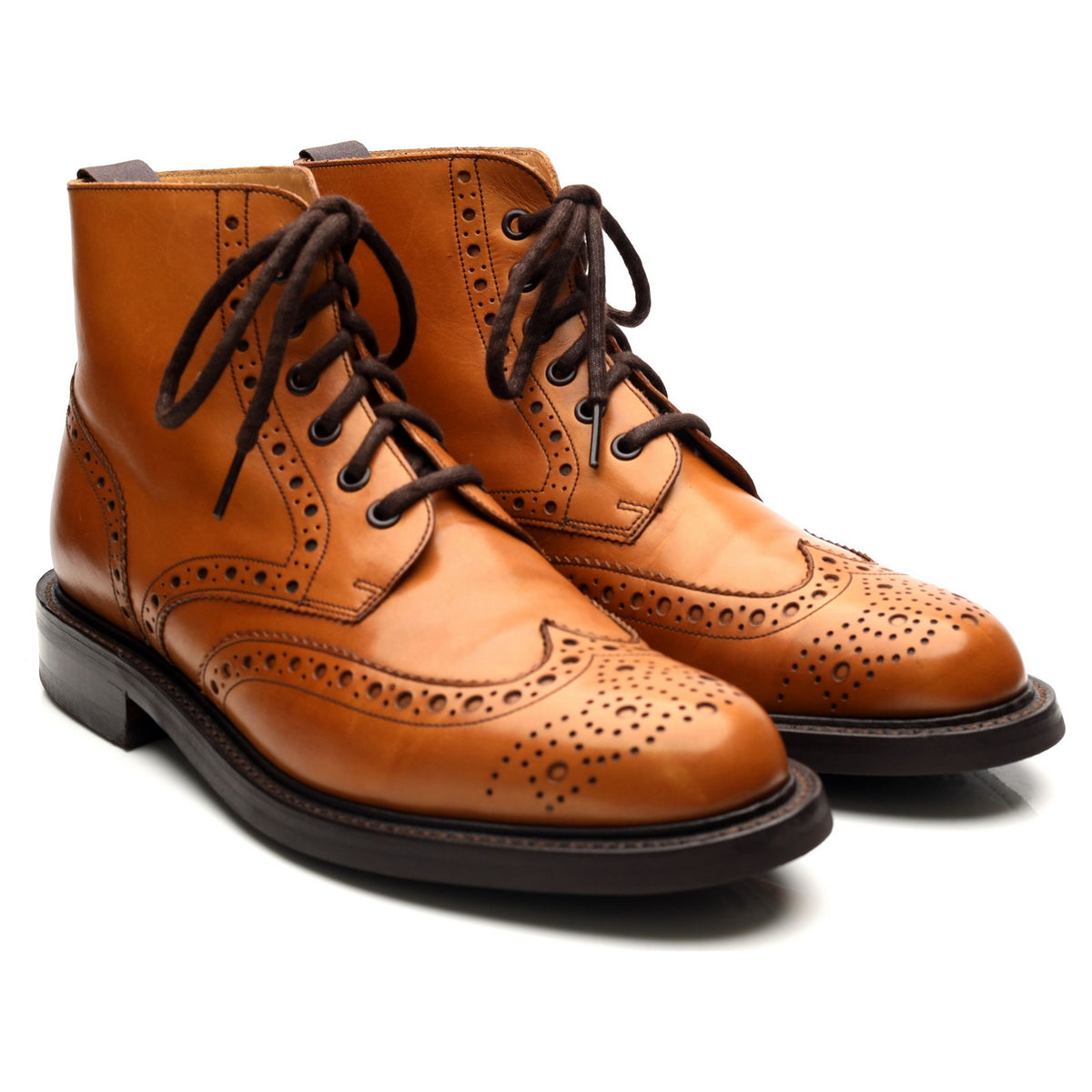 &#39;Harrison&#39; Tan Brown Leather Brogue Boots UK 9 F