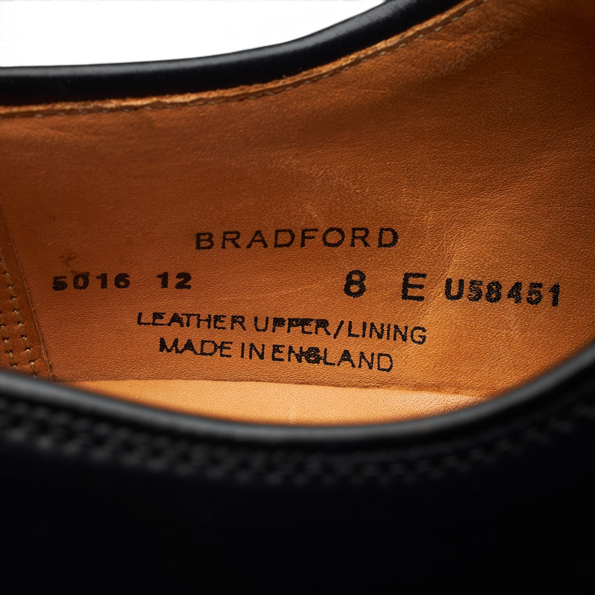 'Bradford' Black Cordovan Leather Derby UK 8 E