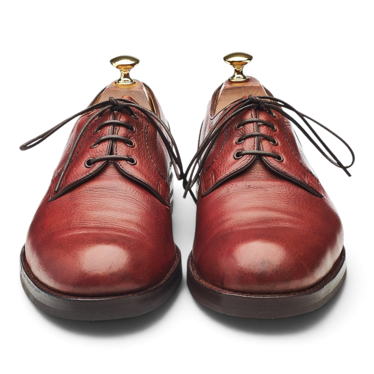 Holland & Holland Tan Brown Grain Leather Derby UK 9.5 E