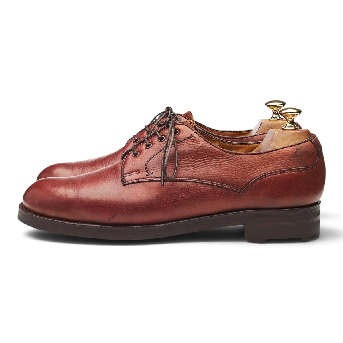 Holland & Holland Tan Brown Grain Leather Derby UK 9.5 E