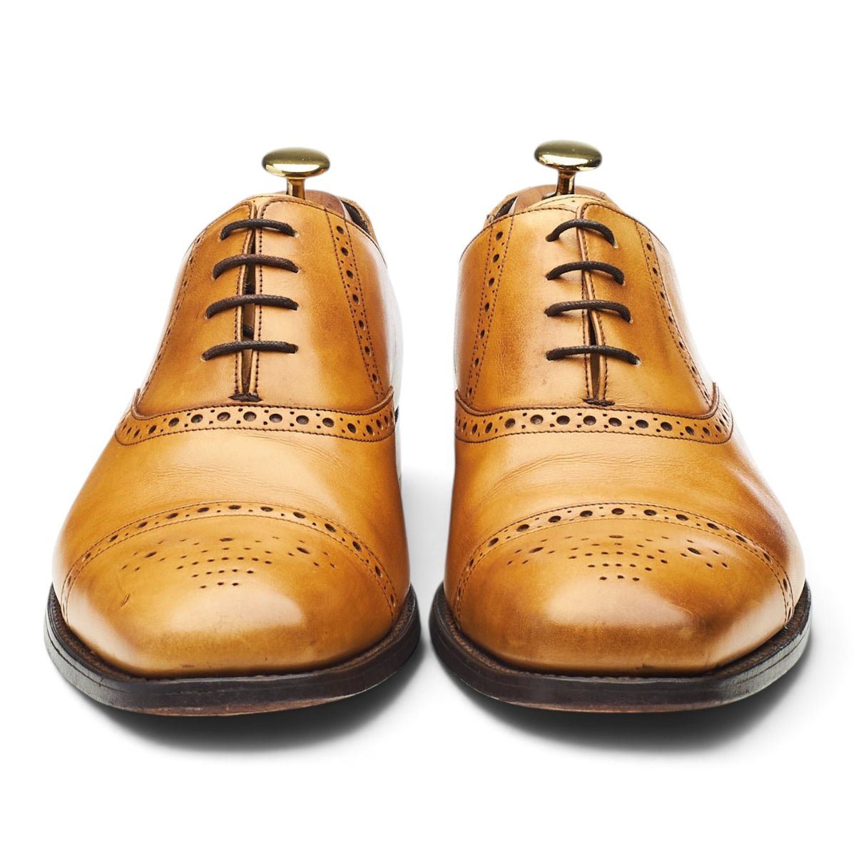 'Flynn' Tan Brown Leather Oxford Brogues UK 8.5 G