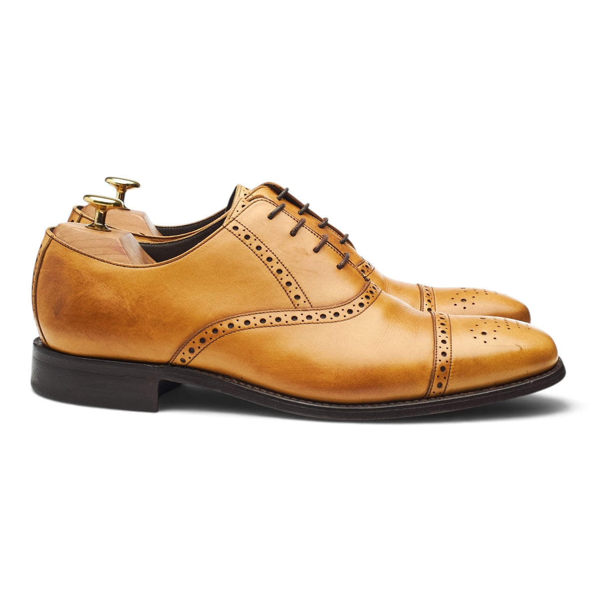 'Flynn' Tan Brown Leather Oxford Brogues UK 8.5 G