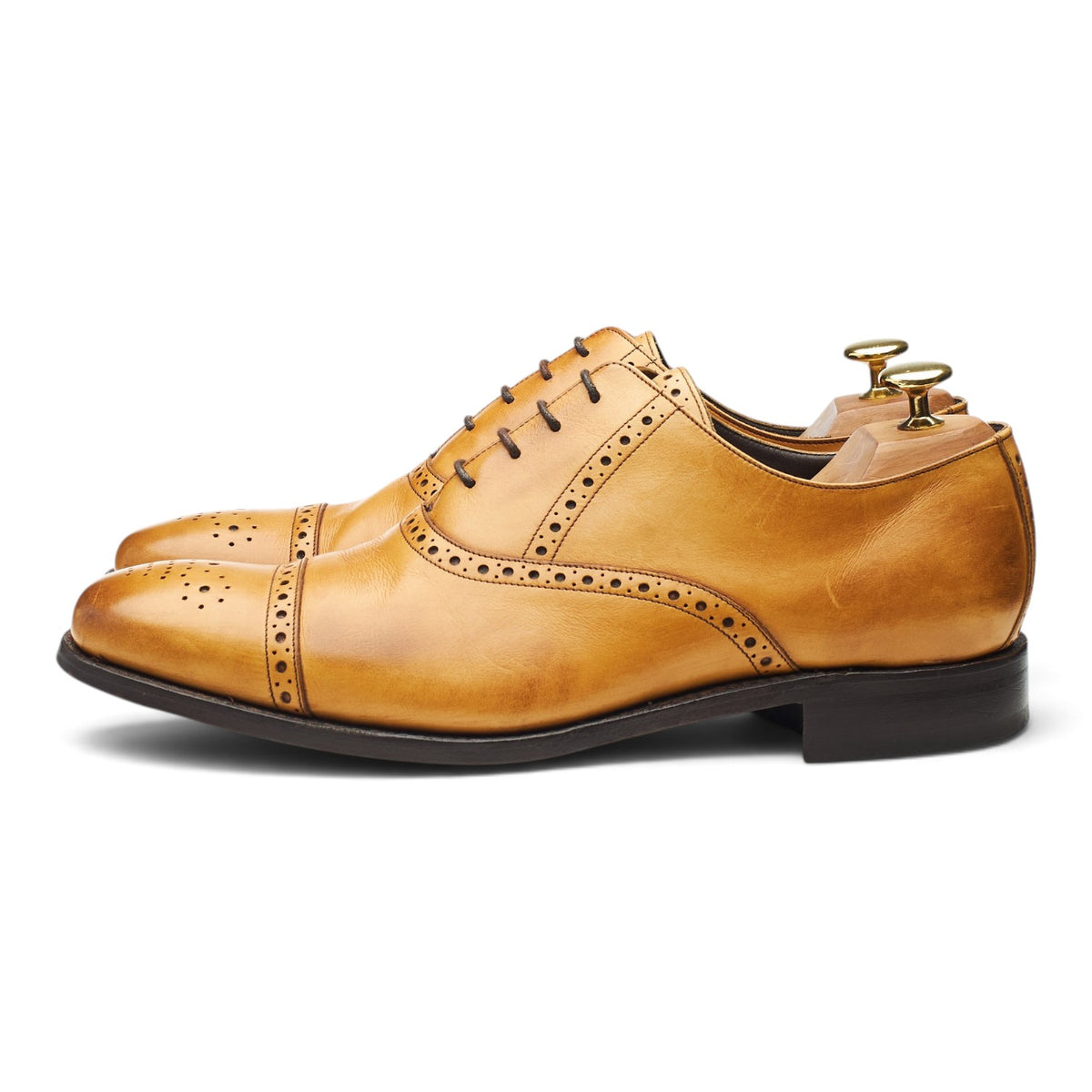 'Flynn' Tan Brown Leather Oxford Brogues UK 8.5 G
