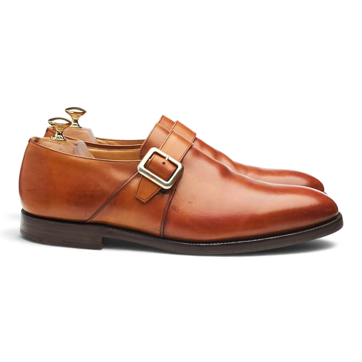 'Sydney' Tan Brown Leather Single Monk Strap UK 10 F