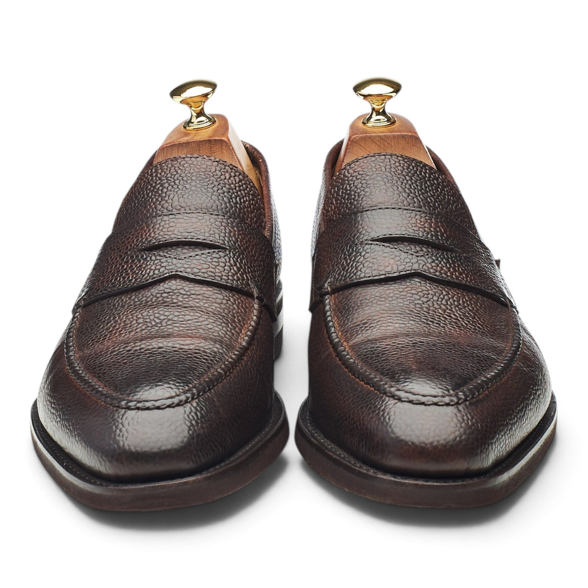 'Principe' Dark Brown Grain Leather Loafers UK 10.5 EU 44.5