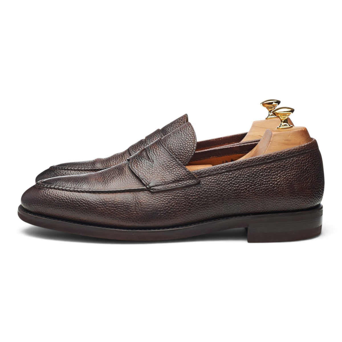'Principe' Dark Brown Grain Leather Loafers UK 10.5 EU 44.5