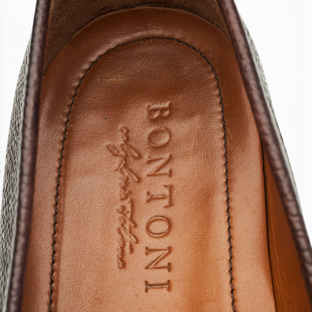 'Principe' Dark Brown Grain Leather Loafers UK 10.5 EU 44.5