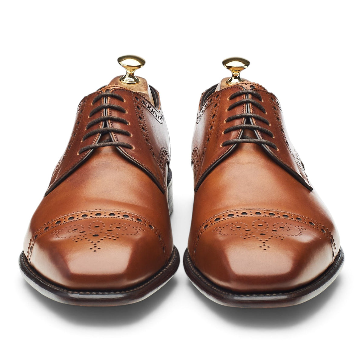 1880 'Byron' Tan Brown Leather Derby Brogues UK 11 F