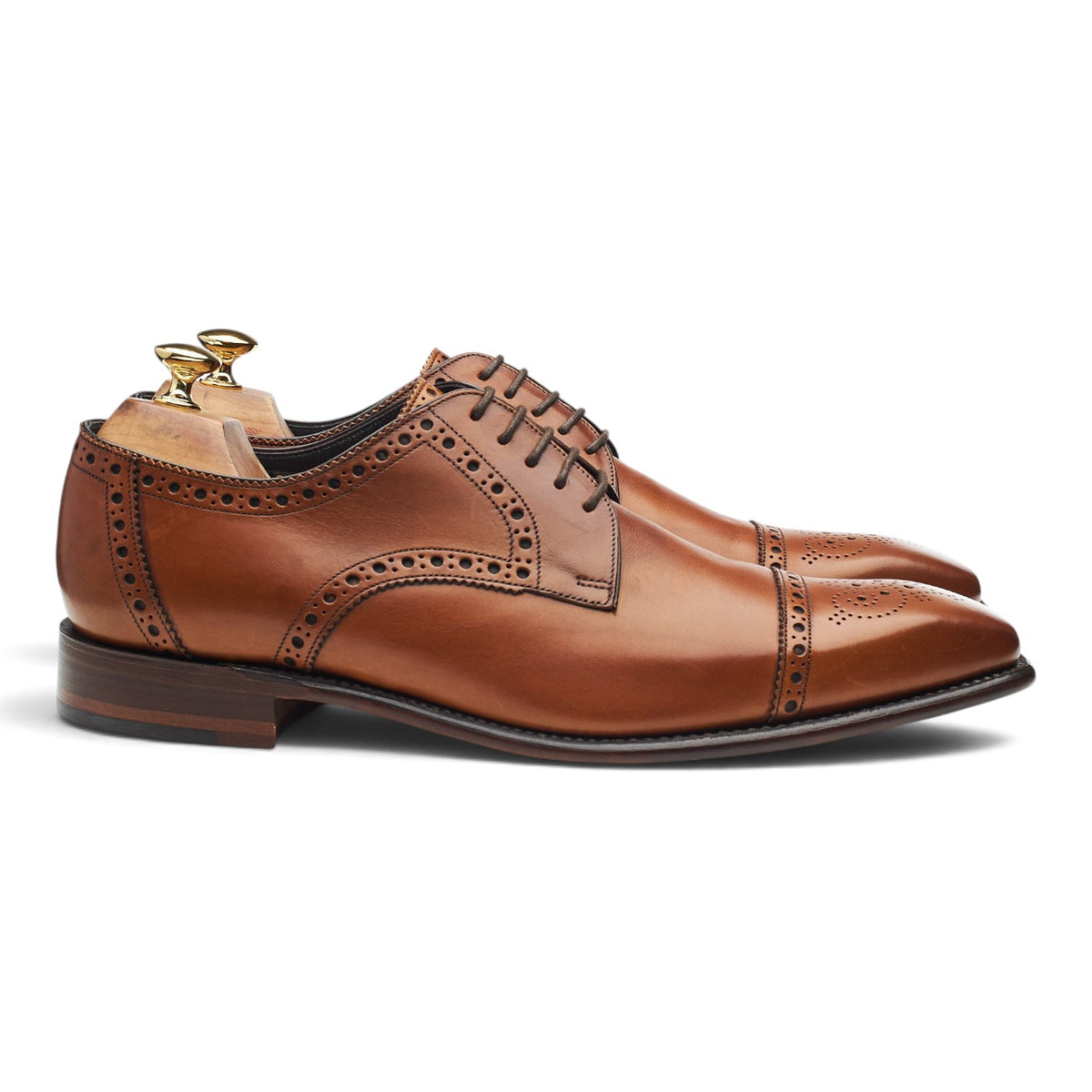 1880 'Byron' Tan Brown Leather Derby Brogues UK 11 F