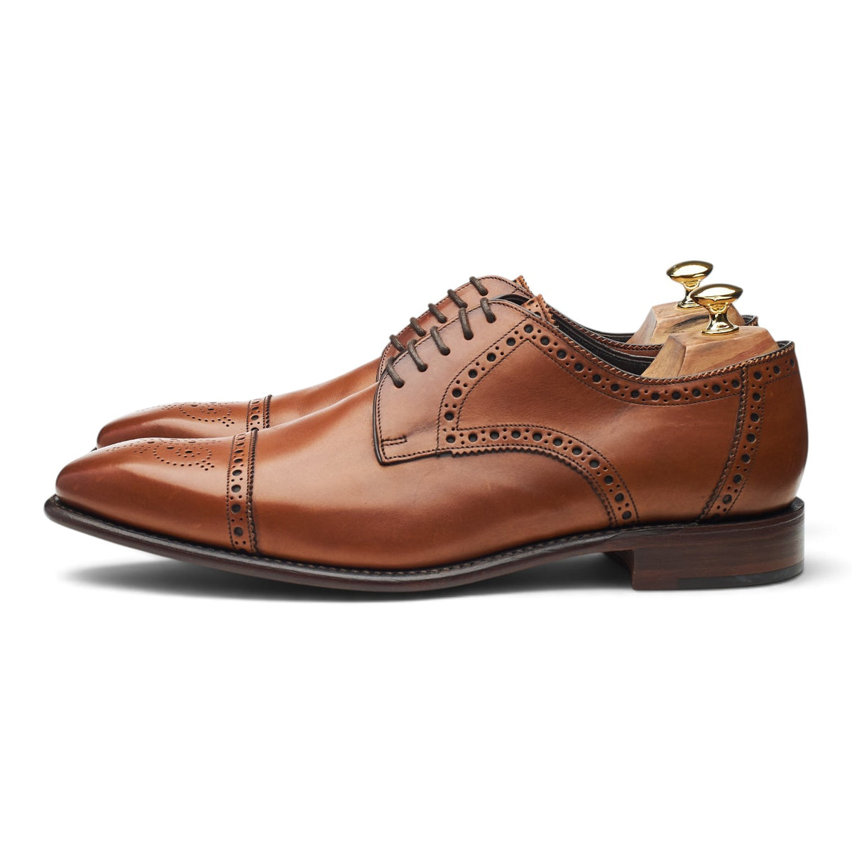 1880 'Byron' Tan Brown Leather Derby Brogues UK 11 F
