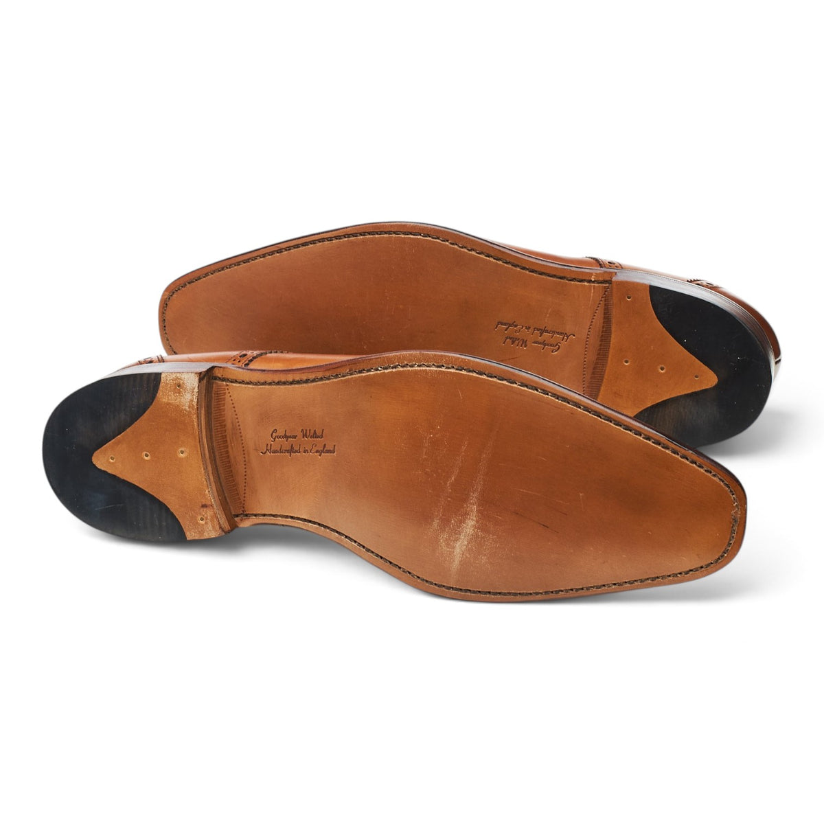 1880 'Byron' Tan Brown Leather Derby Brogues UK 11 F