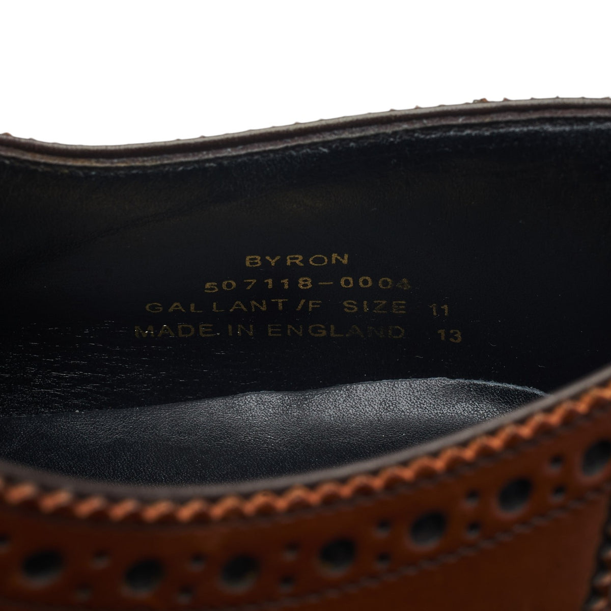1880 'Byron' Tan Brown Leather Derby Brogues UK 11 F