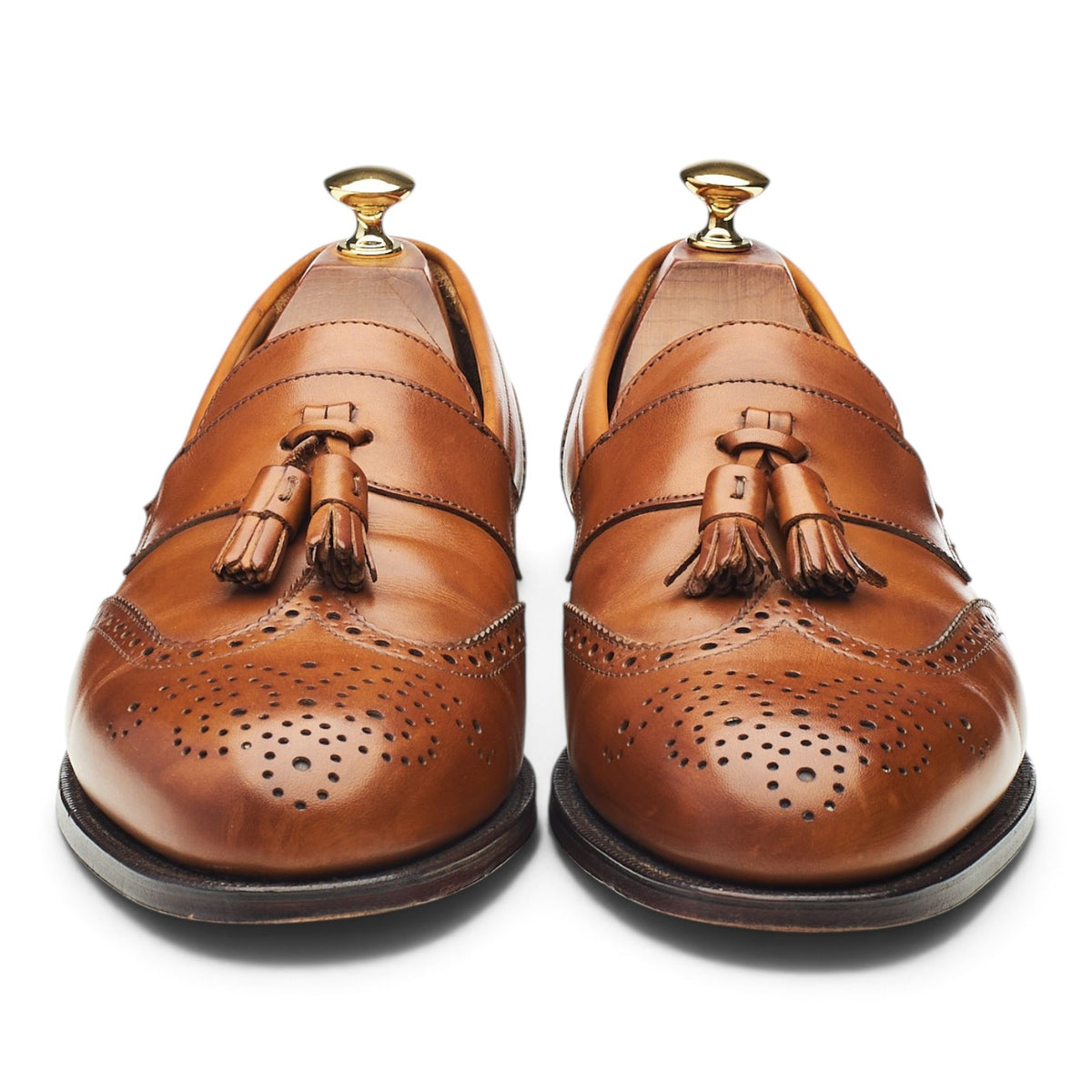 'Sandringham' Tan Brown Leather Tassel Loafers UK 9 EX
