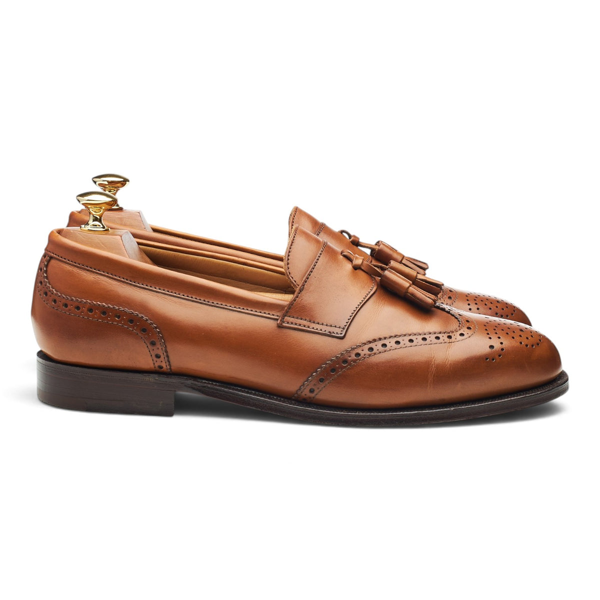 'Sandringham' Tan Brown Leather Tassel Loafers UK 9 EX