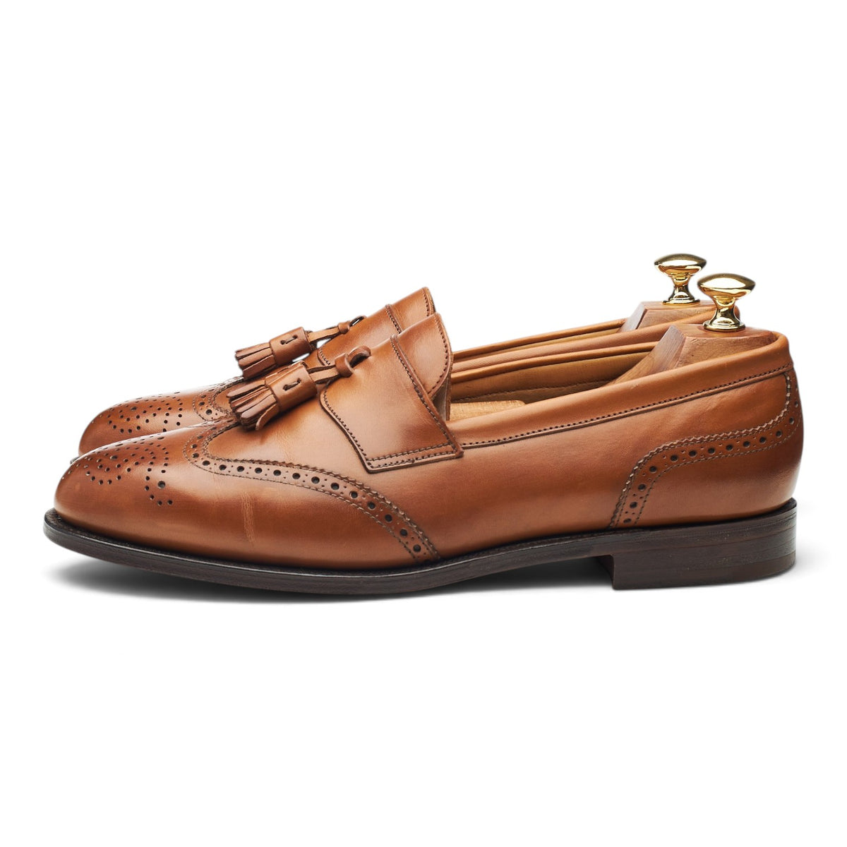 'Sandringham' Tan Brown Leather Tassel Loafers UK 9 EX
