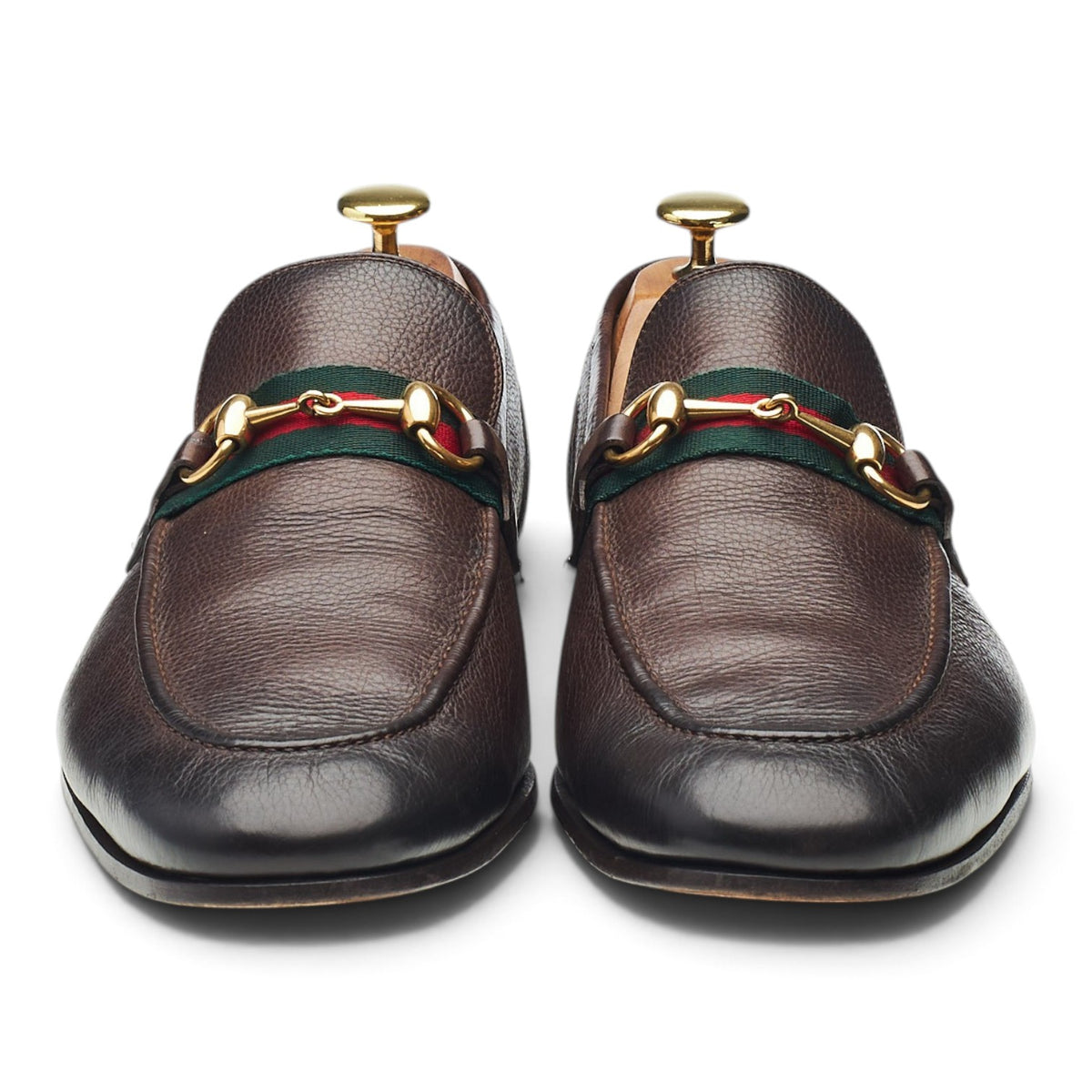 Dark Brown Grain Leather Horsebit Loafers UK 8.5