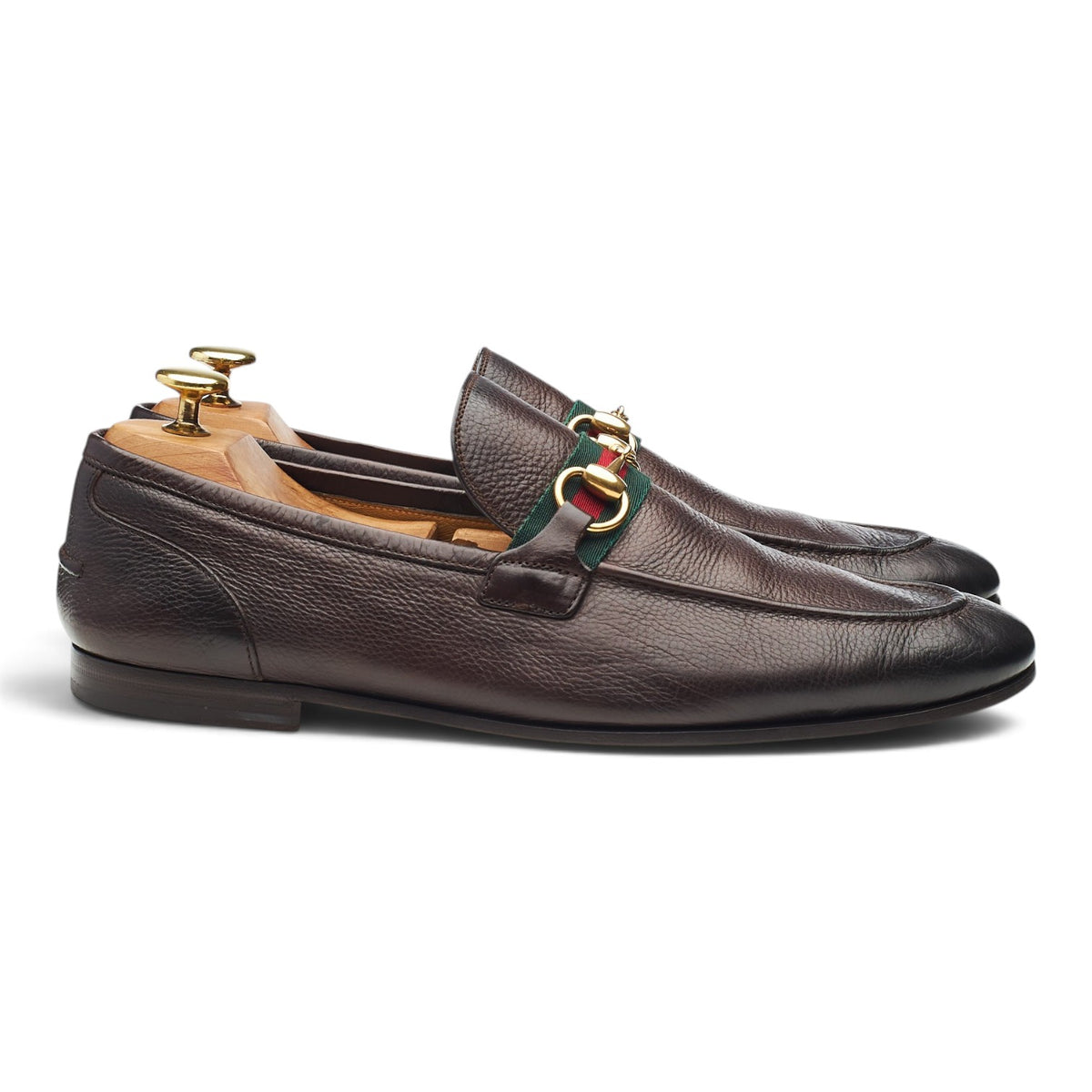 Dark Brown Grain Leather Horsebit Loafers UK 8.5