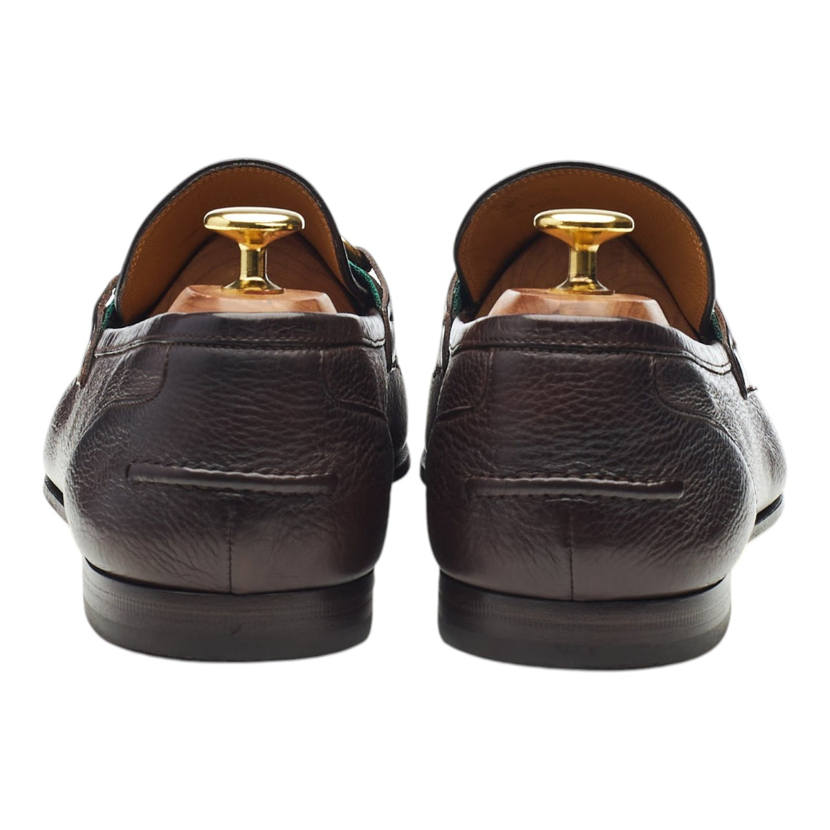 Dark Brown Grain Leather Horsebit Loafers UK 8.5