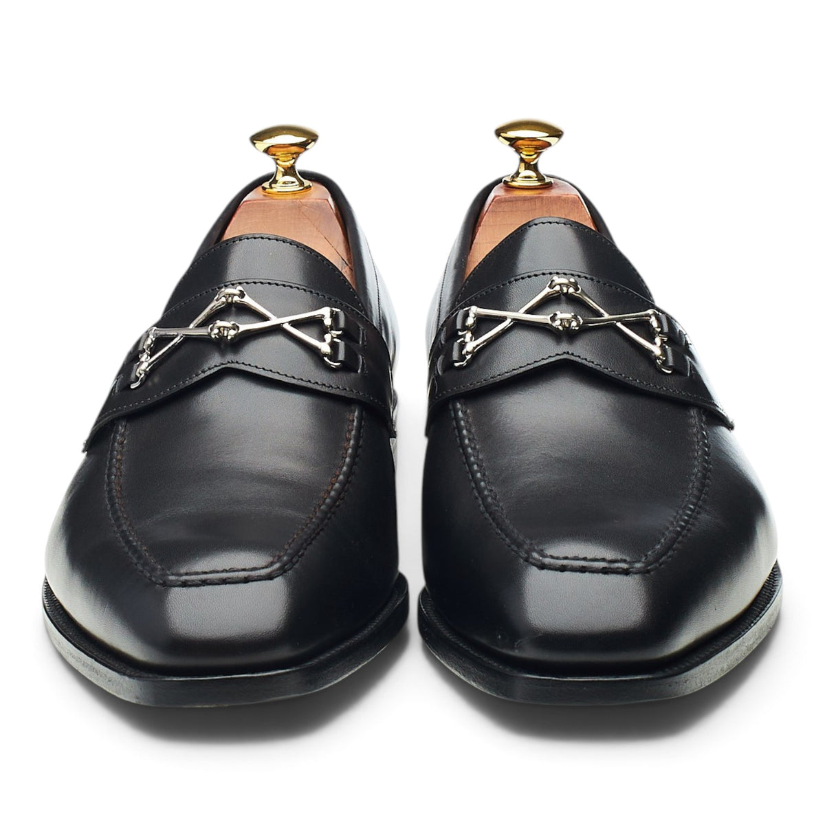 'Wolfe' Black Leather Bit Loafers UK 9.5