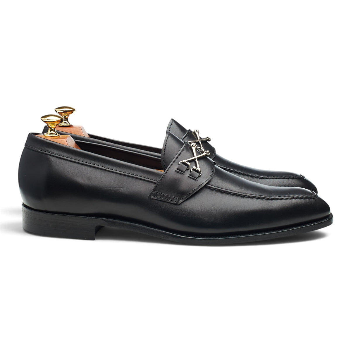 'Wolfe' Black Leather Bit Loafers UK 9.5