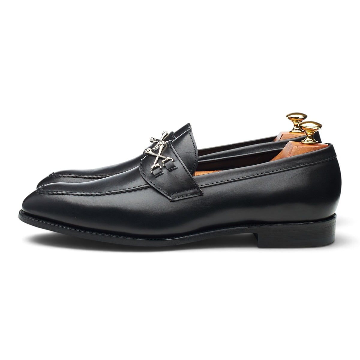 'Wolfe' Black Leather Bit Loafers UK 9.5