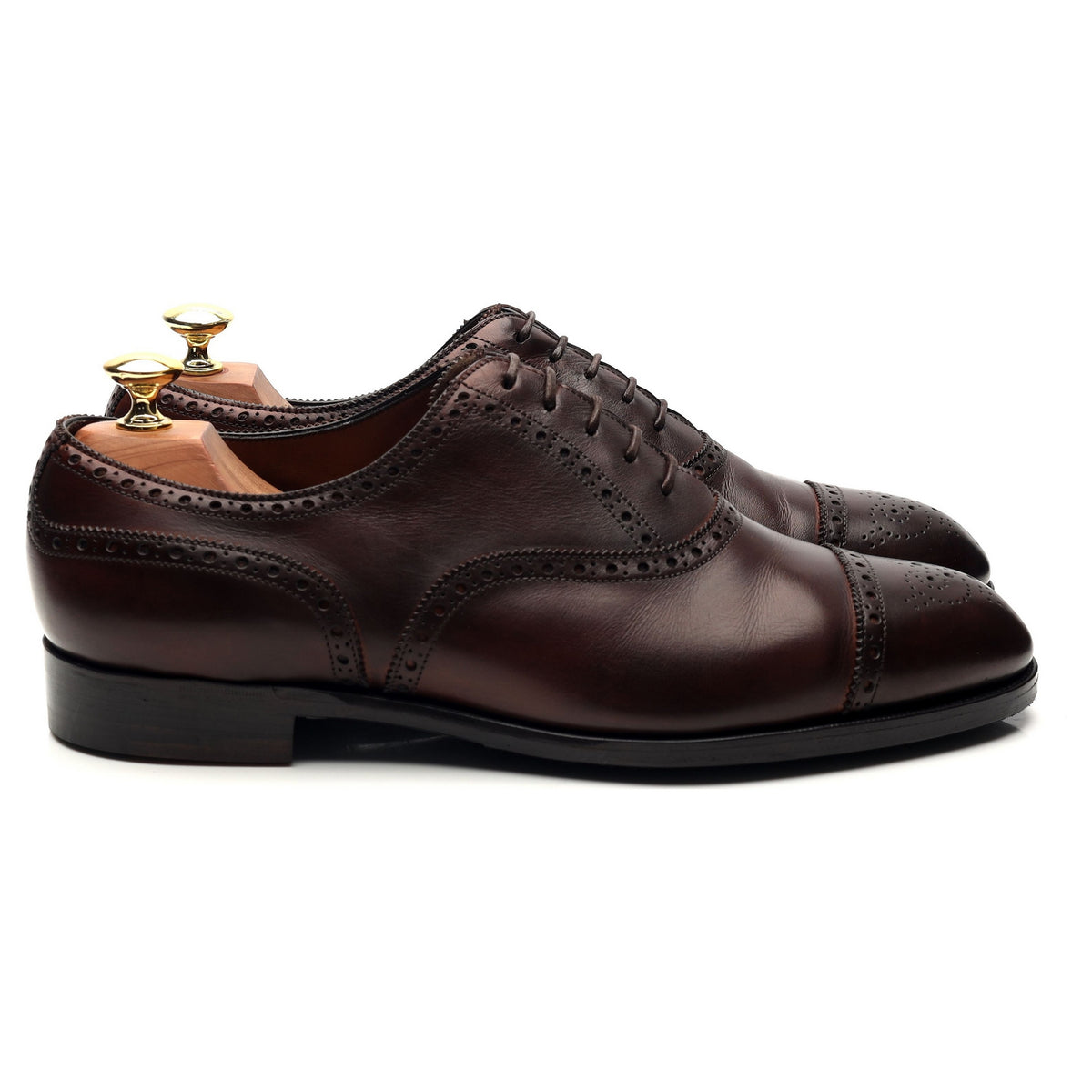 &#39;Cadogan&#39; Dark Brown Leather Oxford Semi Brogues UK 8.5 F