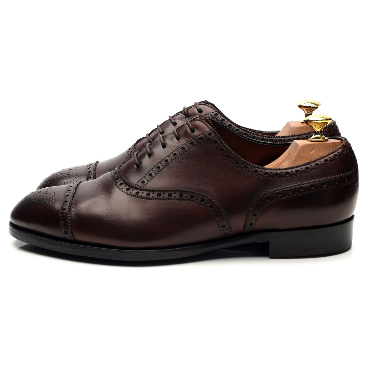 &#39;Cadogan&#39; Dark Brown Leather Oxford Semi Brogues UK 8.5 F