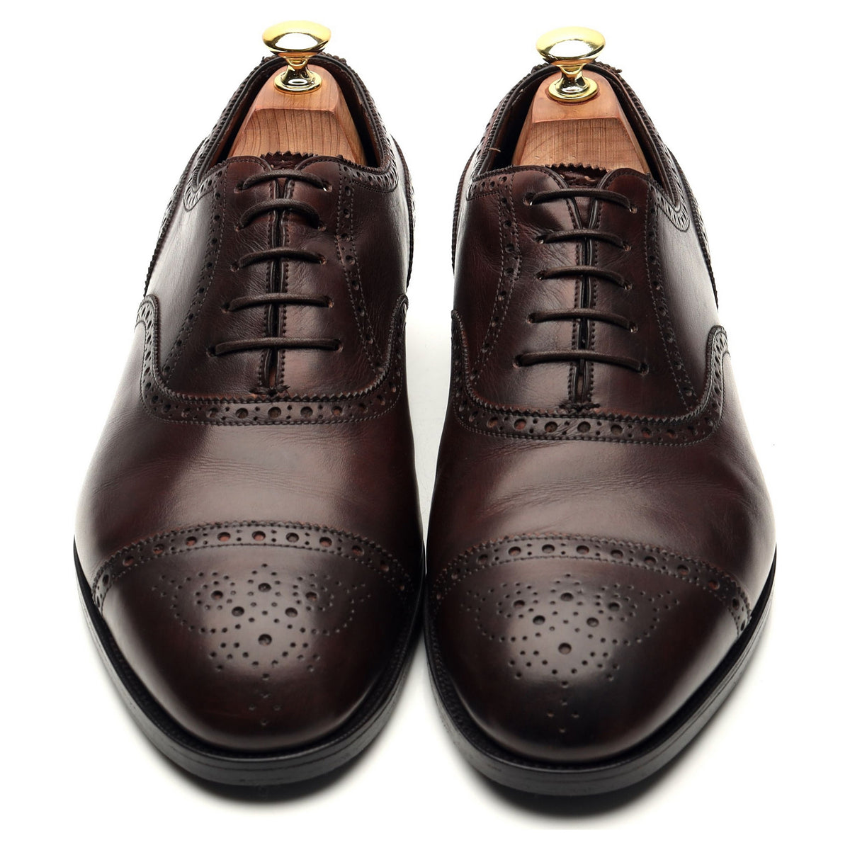 &#39;Cadogan&#39; Dark Brown Leather Oxford Semi Brogues UK 8.5 F