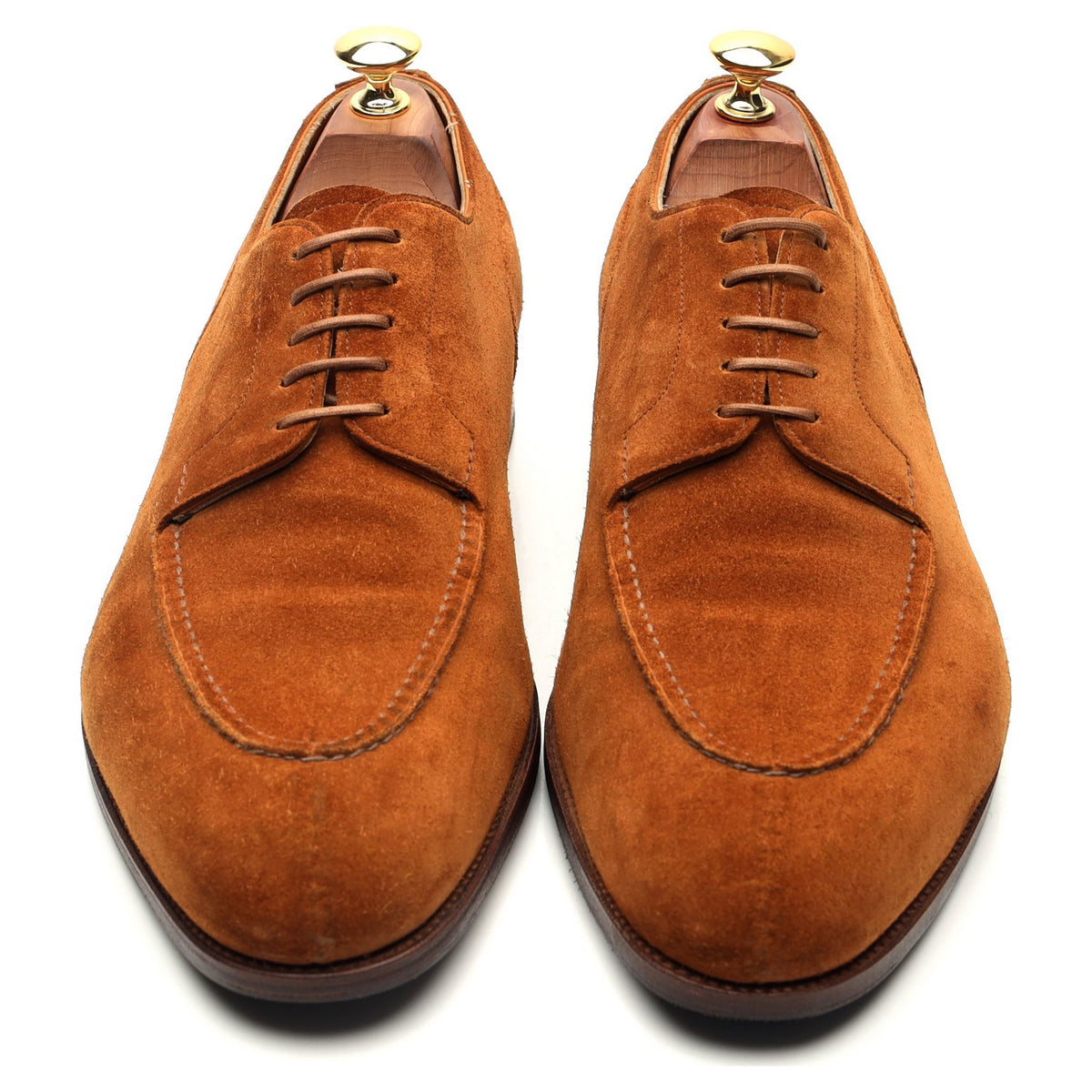 &#39;Dover&#39; Tan Brown Suede Split Toe Derby UK 9 F