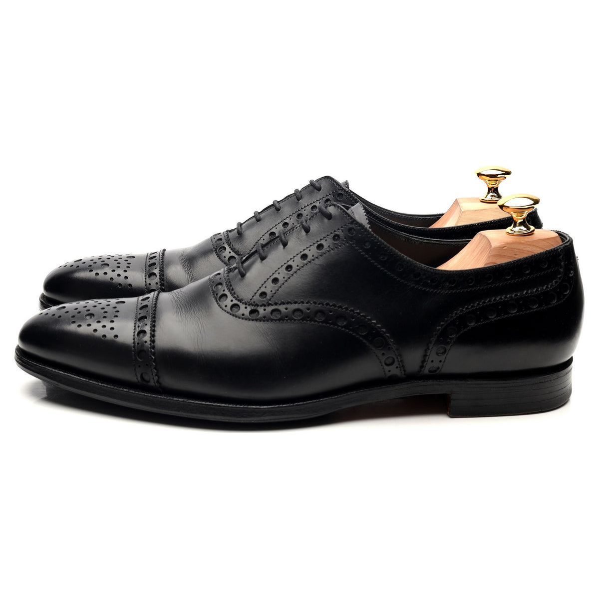 Black Leather Oxford Semi Brogues UK 10 E