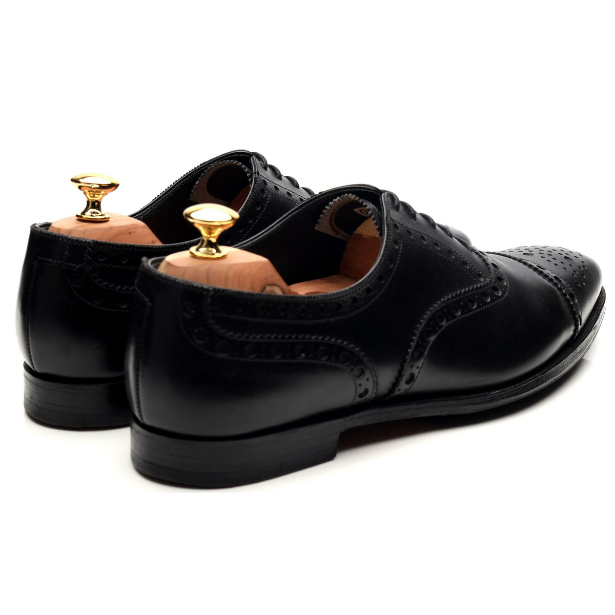 Black Leather Oxford Semi Brogues UK 10 E