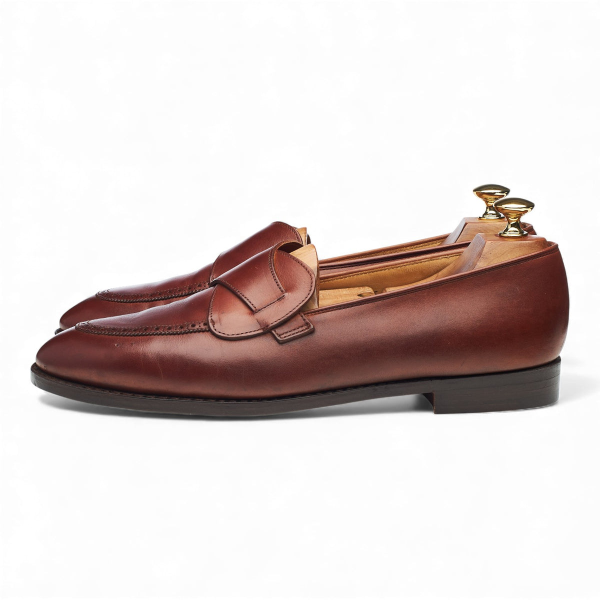 New & Lingwood Tan Brown Leather Butterfly Loafers UK 9.5 E