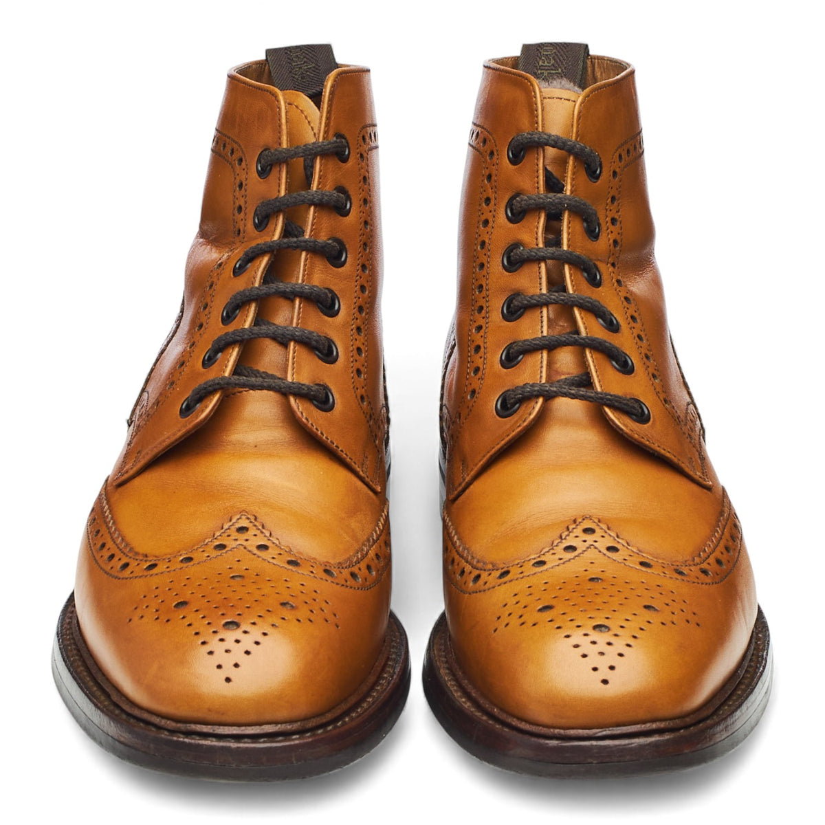 1880 'Wolf' Tan Brown Leather Sheepskin Brogue Boots UK 6 F