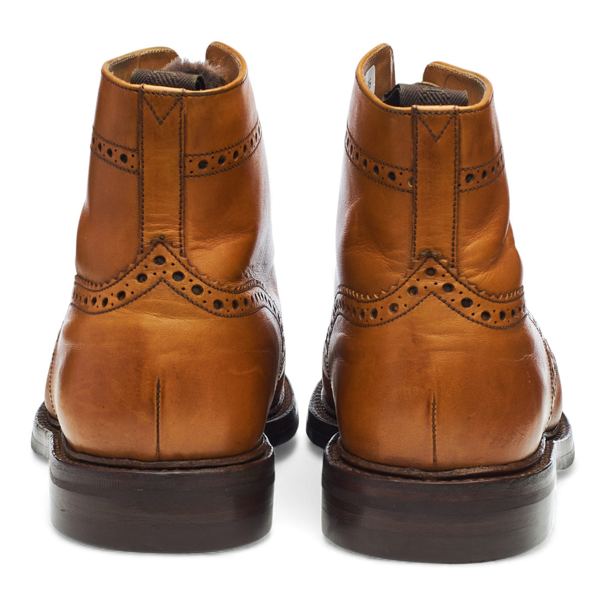 1880 'Wolf' Tan Brown Leather Sheepskin Brogue Boots UK 6 F