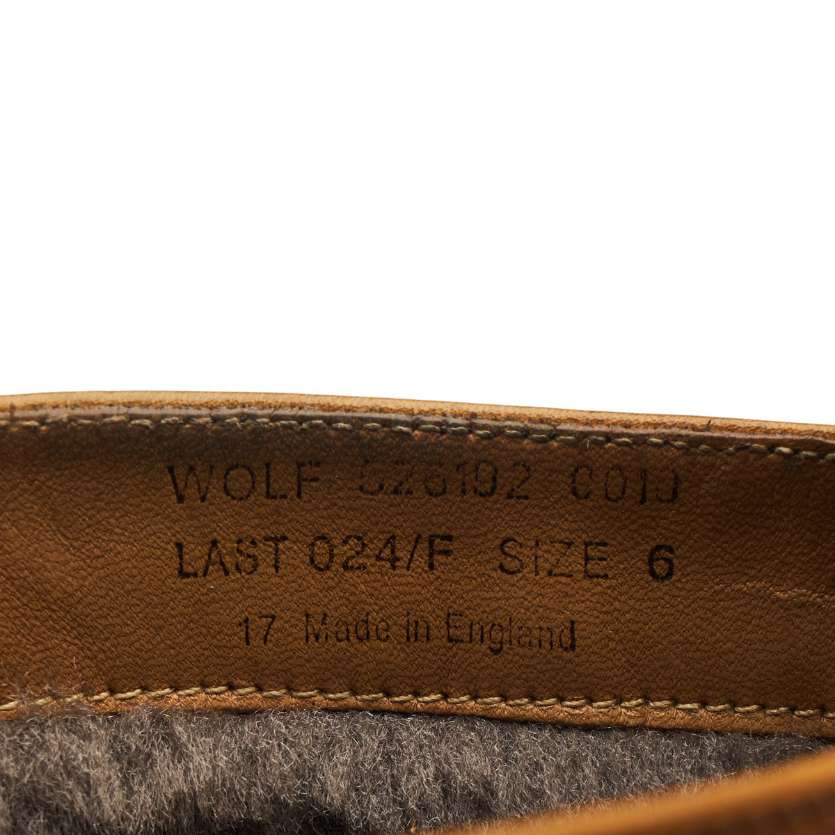 1880 'Wolf' Tan Brown Leather Sheepskin Brogue Boots UK 6 F