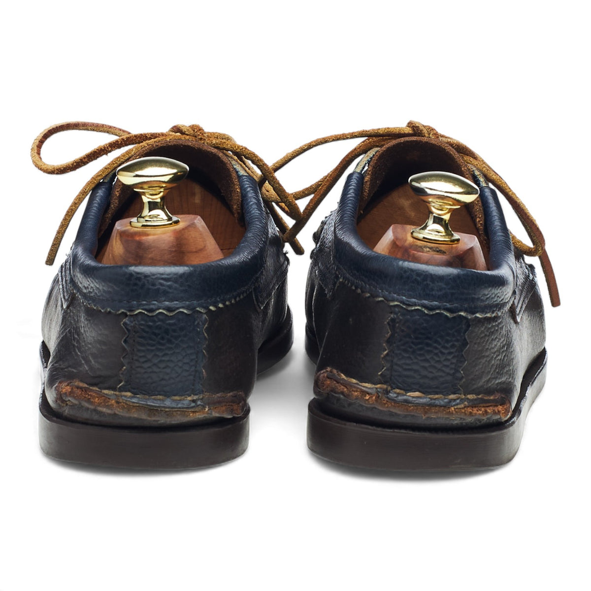 'Ghillie Moc' Dark Brown / Navy Blue Leather Boat Shoes UK 7 US 8 E