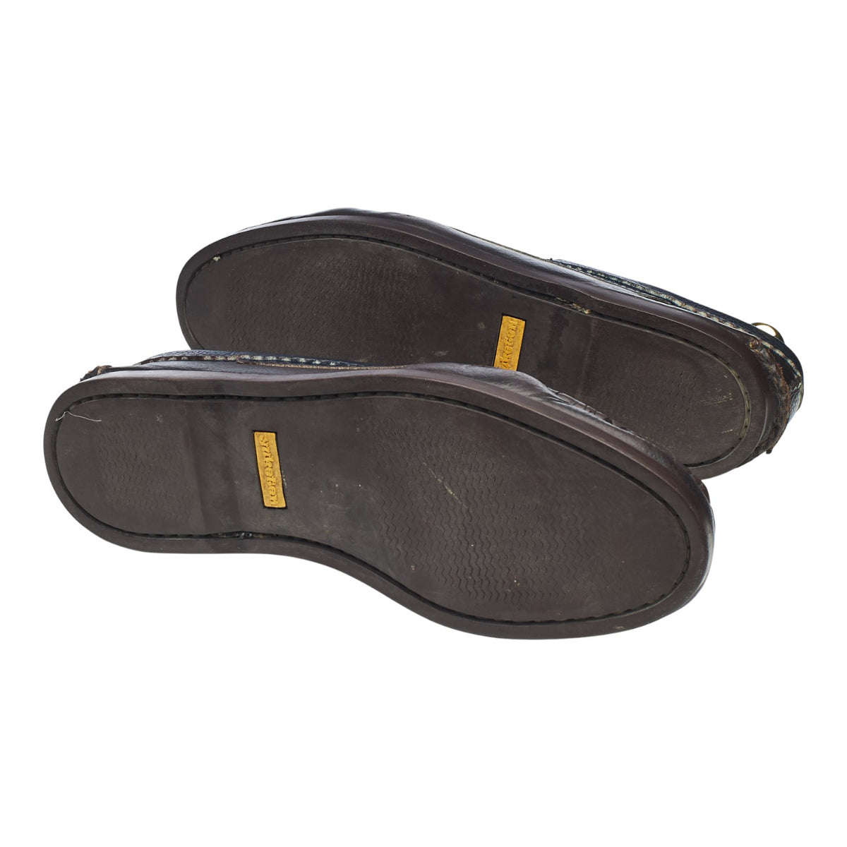 'Ghillie Moc' Dark Brown / Navy Blue Leather Boat Shoes UK 7 US 8 E