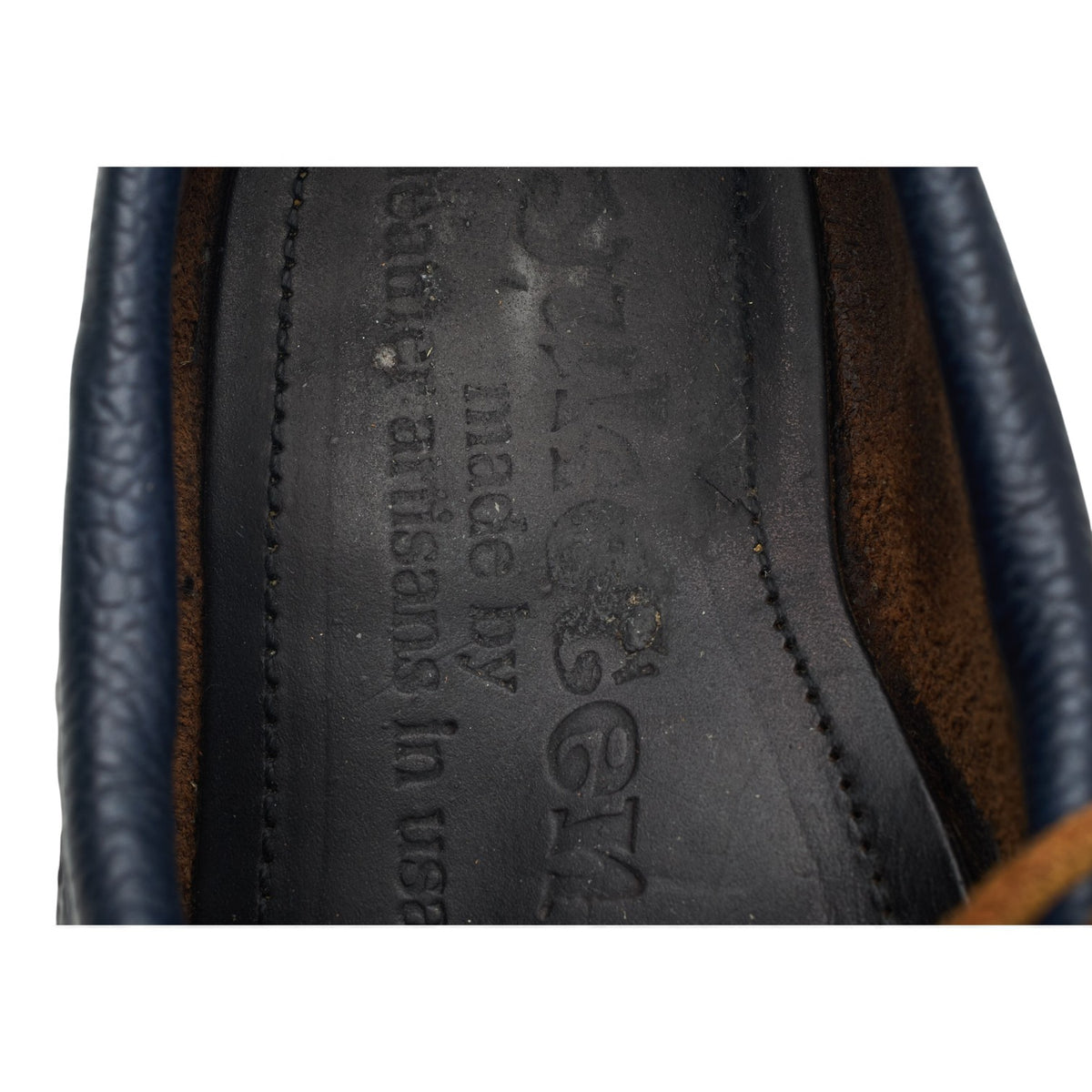 'Ghillie Moc' Dark Brown / Navy Blue Leather Boat Shoes UK 7 US 8 E