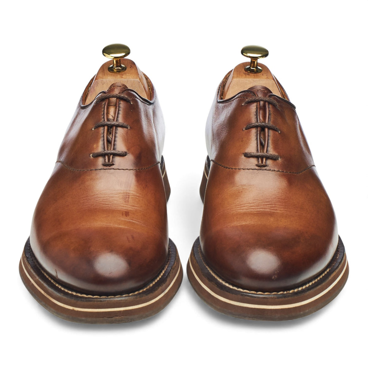 'Alessio Padova' Brown Patina Leather Wholecut Oxford UK 8.5