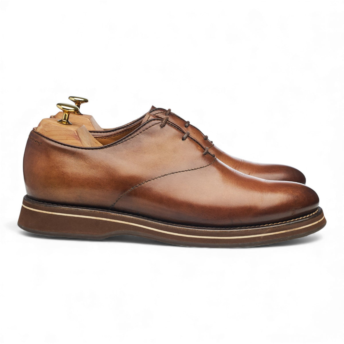 'Alessio Padova' Brown Patina Leather Wholecut Oxford UK 8.5